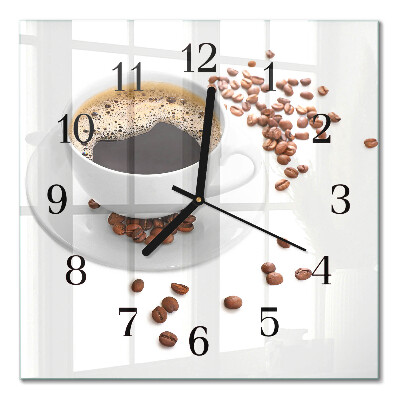 Glass clock square Coffee