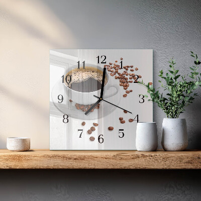 Glass clock square Coffee
