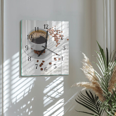 Glass clock square Coffee