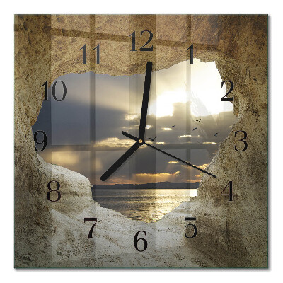 Glass clock square Heart in the Rock