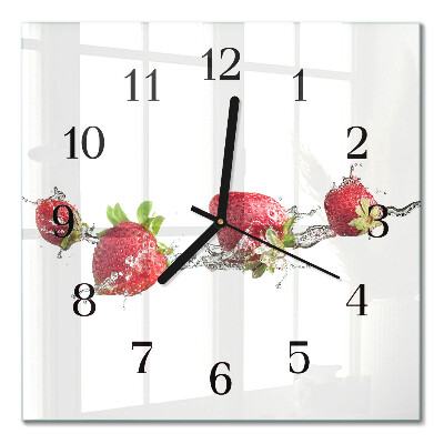 Square wall clock Strawberries in water