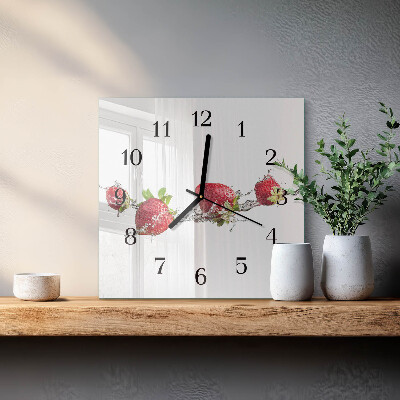 Square wall clock Strawberries in water