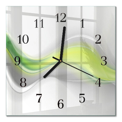Glass wall clock square Waves of color