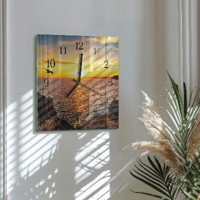 Square kitchen clock Sunset