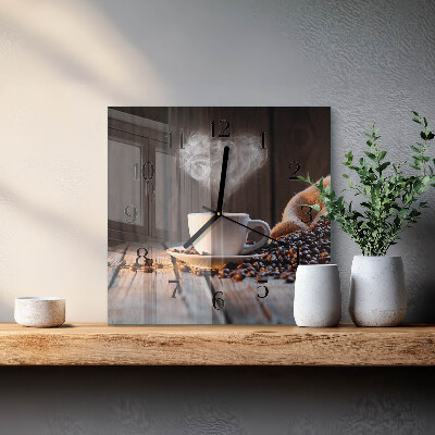 Square wall clock Love for coffee