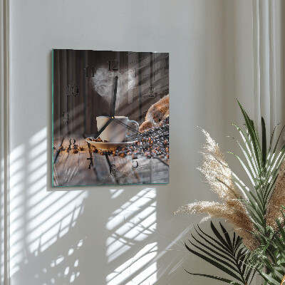 Square wall clock Love for coffee