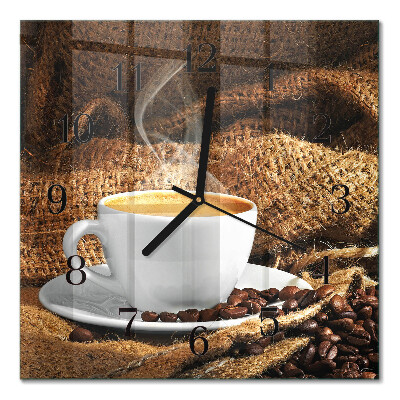 Glass clock square Coffee beans