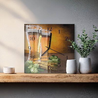 Square kitchen clock Glasses of beer