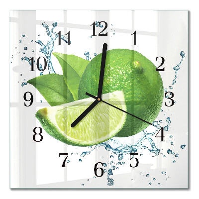 Glass wall clock square Calcium carbonate