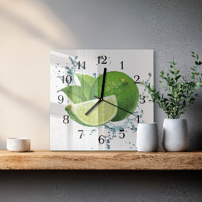 Glass wall clock square Calcium carbonate