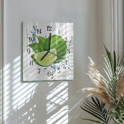 Glass wall clock square Calcium carbonate