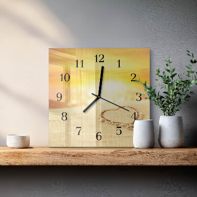 Square wall clock Heart in the Sand
