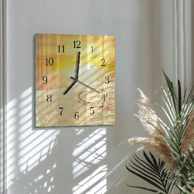 Square wall clock Heart in the Sand