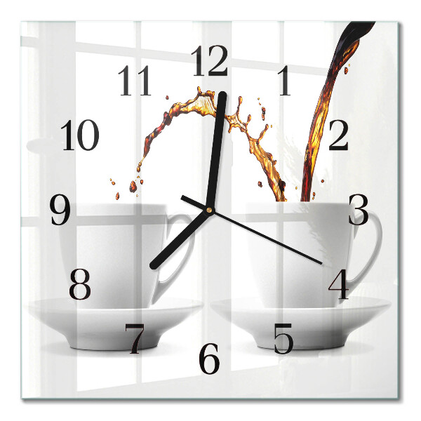 Glass clock square Cups of coffee