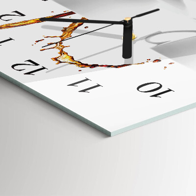 Glass clock square Cups of coffee