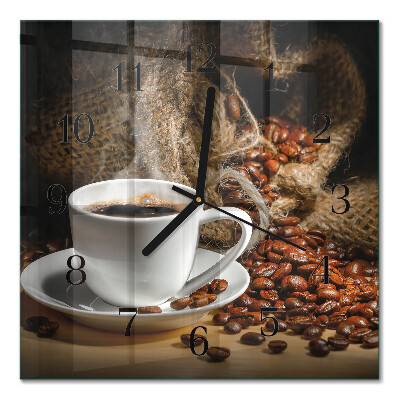 Glass clock square Coffee