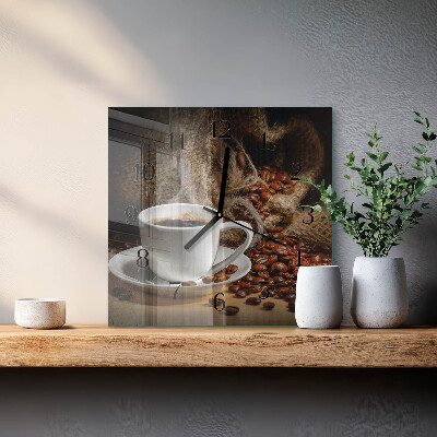 Glass clock square Coffee
