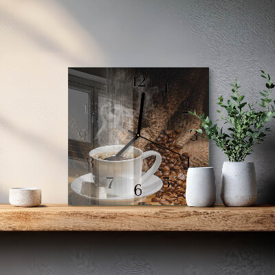 Glass wall clock square Coffee