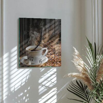 Glass wall clock square Coffee