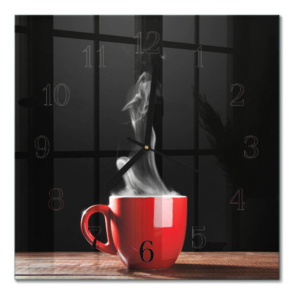 Square wall clock A cup of coffee