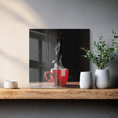 Square wall clock A cup of coffee