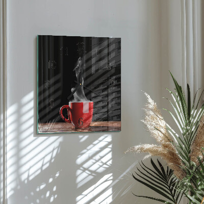 Square wall clock A cup of coffee