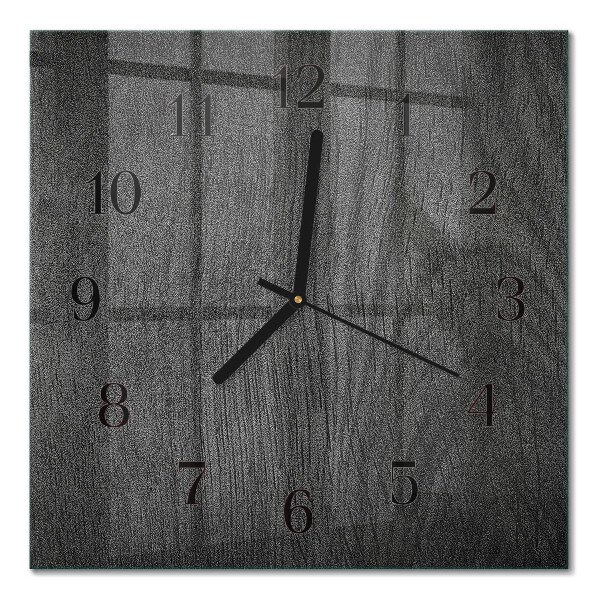 Glass wall clock square Wood