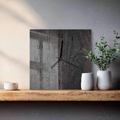 Glass wall clock square Wood