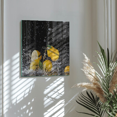 Glass clock square Lemons