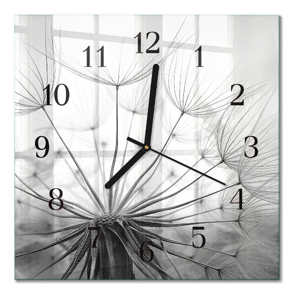 Glass wall clock square Dandelion