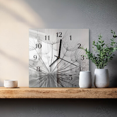 Glass wall clock square Dandelion