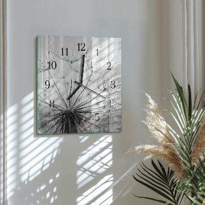 Glass wall clock square Dandelion
