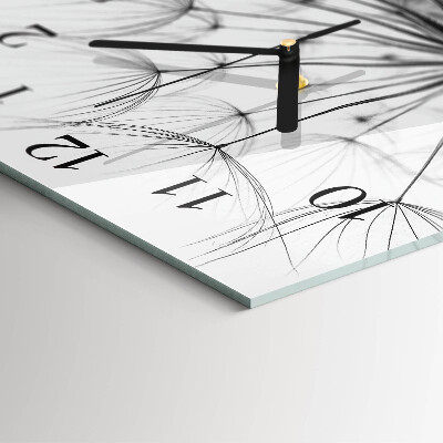 Glass wall clock square Dandelion