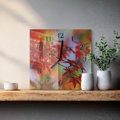 Square kitchen clock Maple leaves