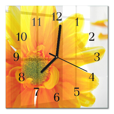 Glass clock square Flower