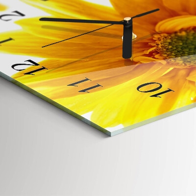 Glass clock square Flower