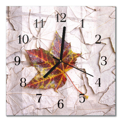 Glass wall clock square Maple leaf