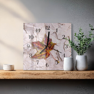 Glass wall clock square Maple leaf