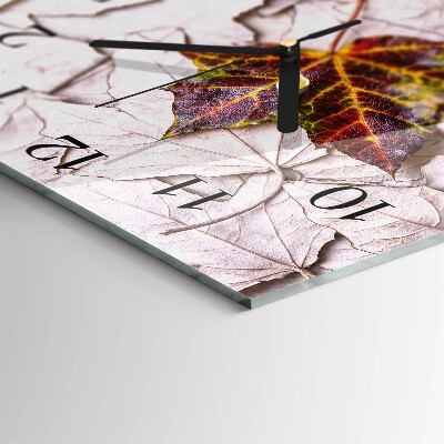 Glass wall clock square Maple leaf