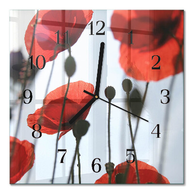 Glass clock square Poppy