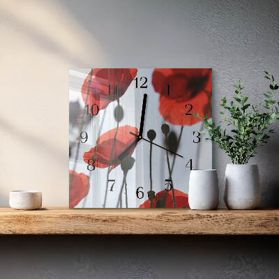 Glass clock square Poppy