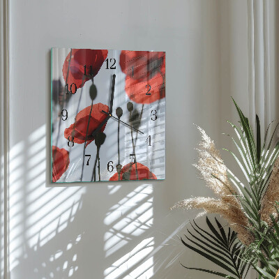 Glass clock square Poppy