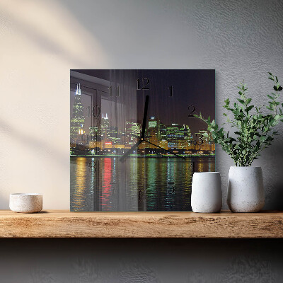 Glass wall clock square Horizon