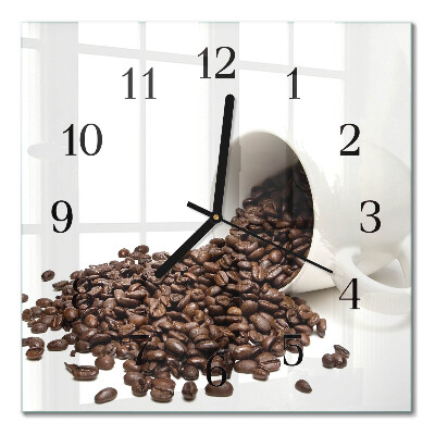Glass clock square A cup of coffee