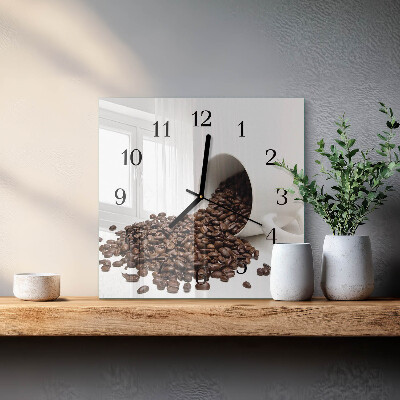 Glass clock square A cup of coffee