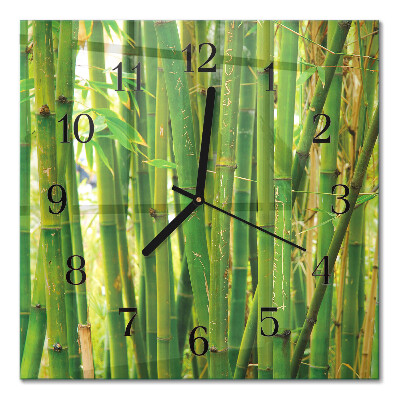 Glass wall clock square Bamboo