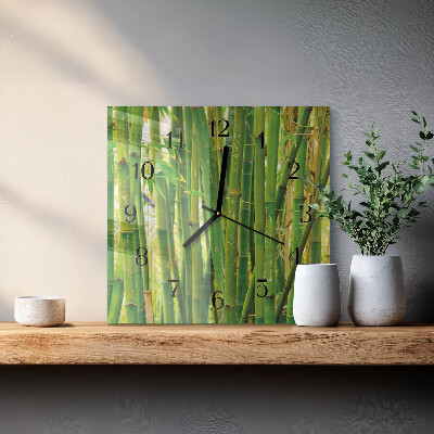 Glass wall clock square Bamboo
