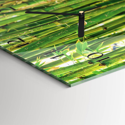 Glass wall clock square Bamboo