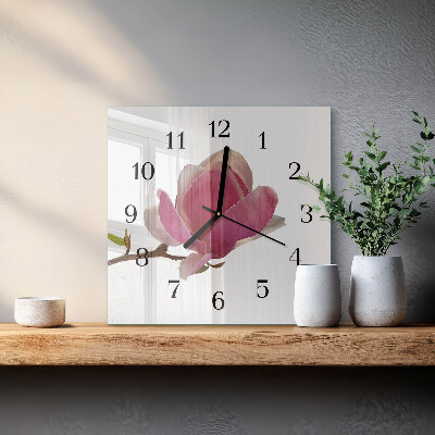 Square kitchen clock Magnolia flower