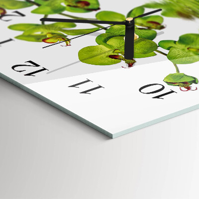 Glass clock square Orchid